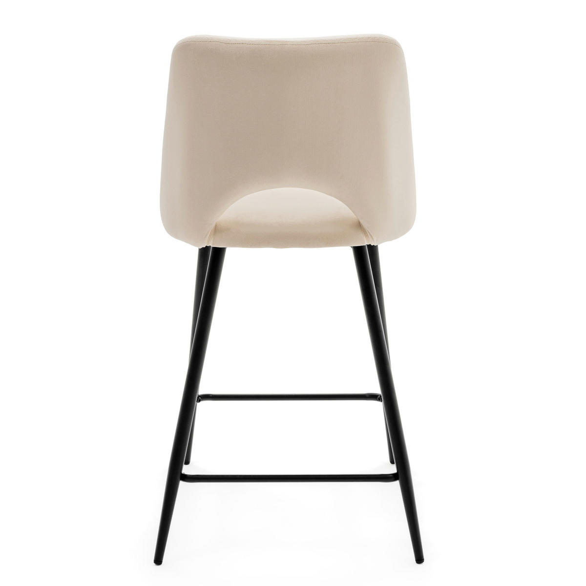 BARHOCKER ORO gepolsterter mit Steppung - beige - Samt Velour - Beige/Schwarz, Textil/Metall (48/94/55cm) - NEW HOME