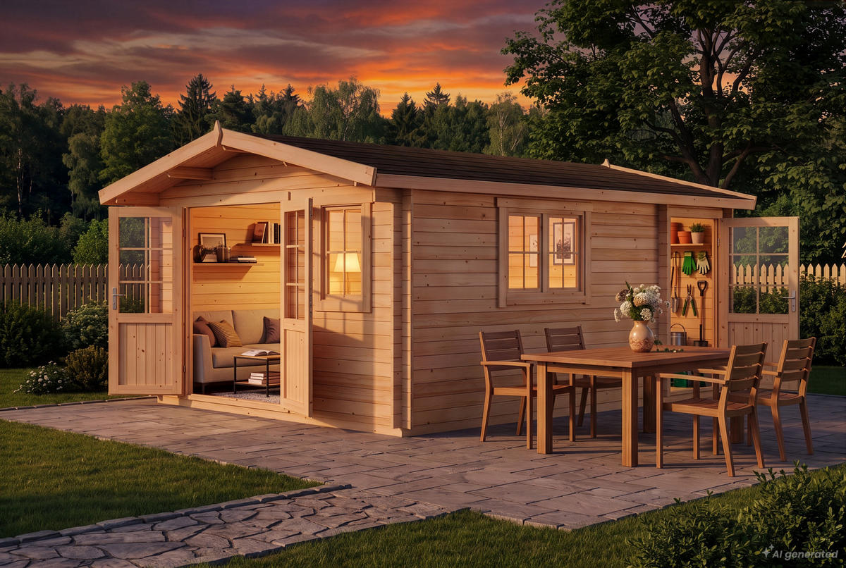 GARTENHAUS Holz Jennifer - Naturfarben, Holz (400/245/550cm) - Alpholz