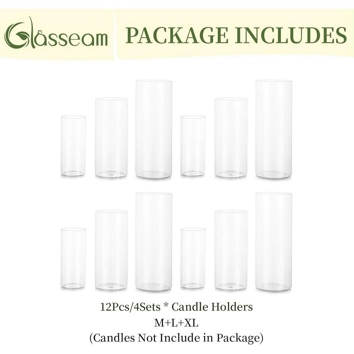 KERZENHALTER Glas Set 4-teilig Zylinder modern - Transparent, Glas (10cm)