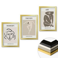 WANDBILDER 3er Set - 20x30 cm Goldrahmen - Abstrakte Porträts Farben - Goldfarben, Kunststoff (20/30cm) - ArtPrintCave