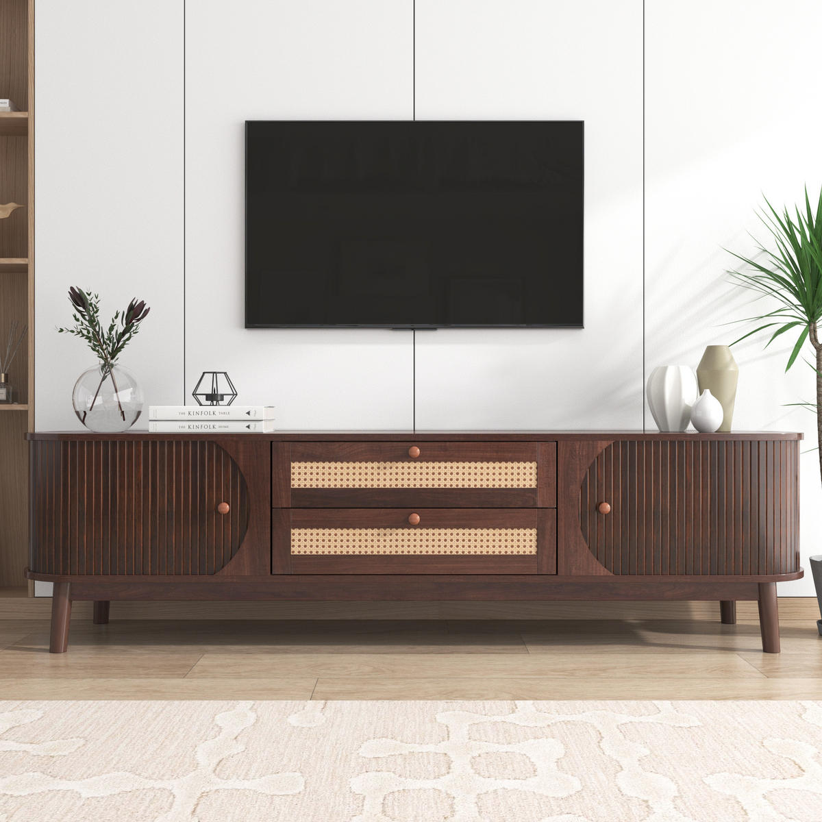 TV-SCHRANK mit Türen und Schubladen 170 cm MDF Natural - Braun, Holzwerkstoff (39.5/46/170cm) - Beauniv
