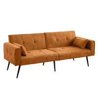 SCHLAFSOFA Cordstoff 3-Sitzer mit Armlehnen & Metallfüßen 175×71×71 cm - Orange, Holzwerkstoff/Textil (175/71/71cm) - Urban Meuble