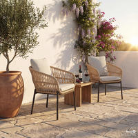 GARTENSTUHL - 2er-Set - Aluminium / Webstoff - Beige / Grau - Schwarz/Braun, Kunststoff/Textil (63/81/61cm) - home24