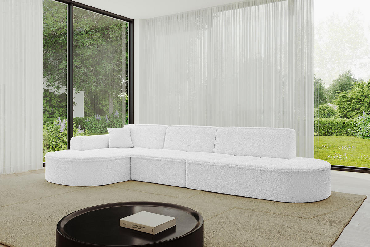 ECKSOFA Ottomane Links TARO-L2 - 328x171x79,5 cm Weiß - Weiß, Holzwerkstoff/Textil (328/171cm) - ALTDECOR