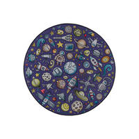 KINDERTEPPICH Bambini Cosmo Mazovia Rund Ø100cm Marineblau Weltraum Kurzflor - Dunkelblau, Textil (100/100cm) - Mazovia