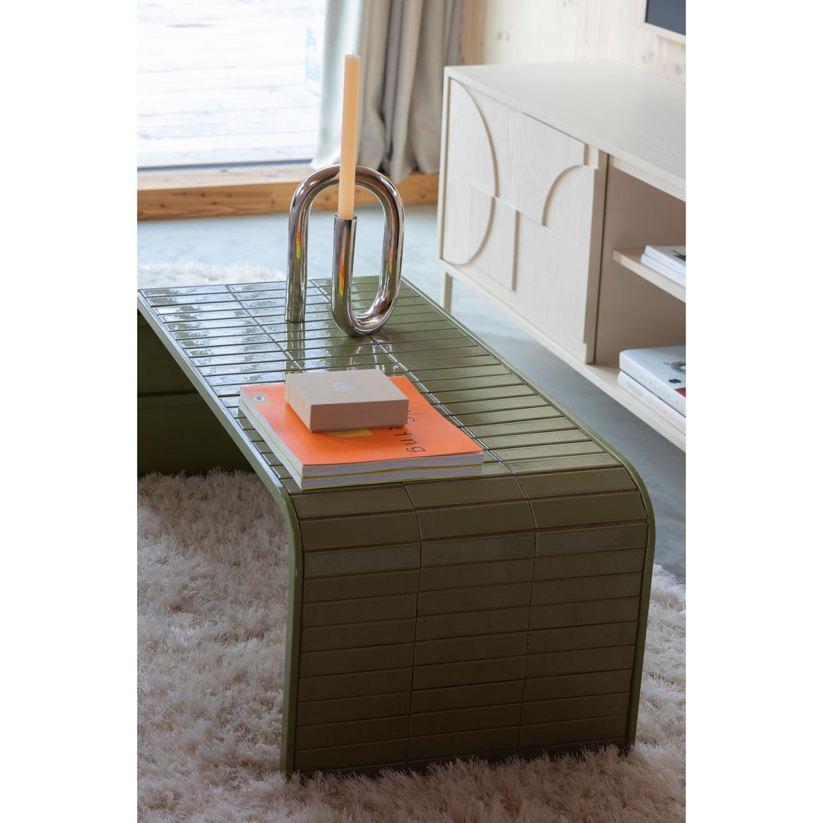 COUCHTISCH Tiles Grün - Grün, Metall (80/47/40cm) - Zuiver