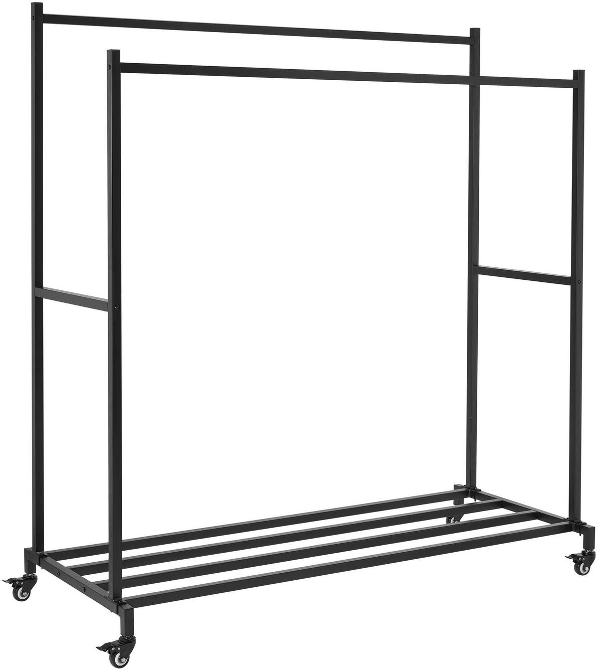 KLEIDERSTÄNDER Leo 150x62x160cm Metall Schwarz Kleiderstange - Schwarz, Metall (150/160/62cm) - DELUKE