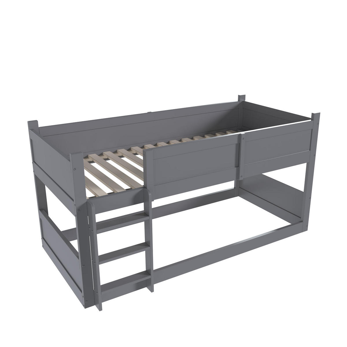 HOCHBETT 90x200 Grau Massivholz Dreibett Lattenrost - Grau, Holz (90/200cm) - FLIEKS