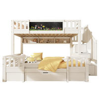 ETAGENBETT 90/200 & 140/200 cm mit Kreidetafel, Leiterschrank und Schubladen aus Massivholz, Weiß - Weiß, Holzwerkstoff (90/200cm) - Redom