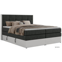 BOXSPRINGBETT ALVIT KING 160/200 - Dunkelgrau Stukture - Topper T25 - H3 - Dunkelgrau/Schwarz, Kunststoff/Textil (160/200cm) - MKS