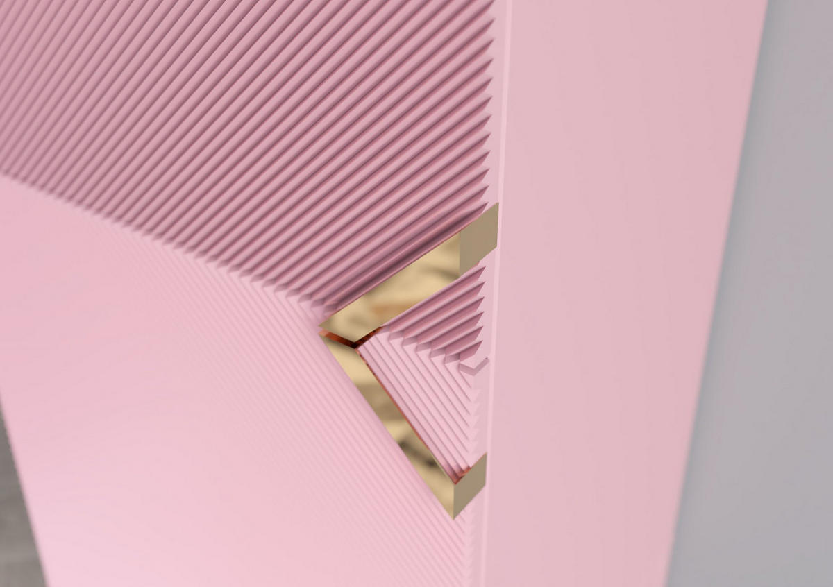 HIGHBOARD Demi 2D High, Pink-Gold, Mit Gefrästen Fronten, Massive Buche - Rosa, Holz/Holzwerkstoff (50.5/120.5/42cm) - Visby