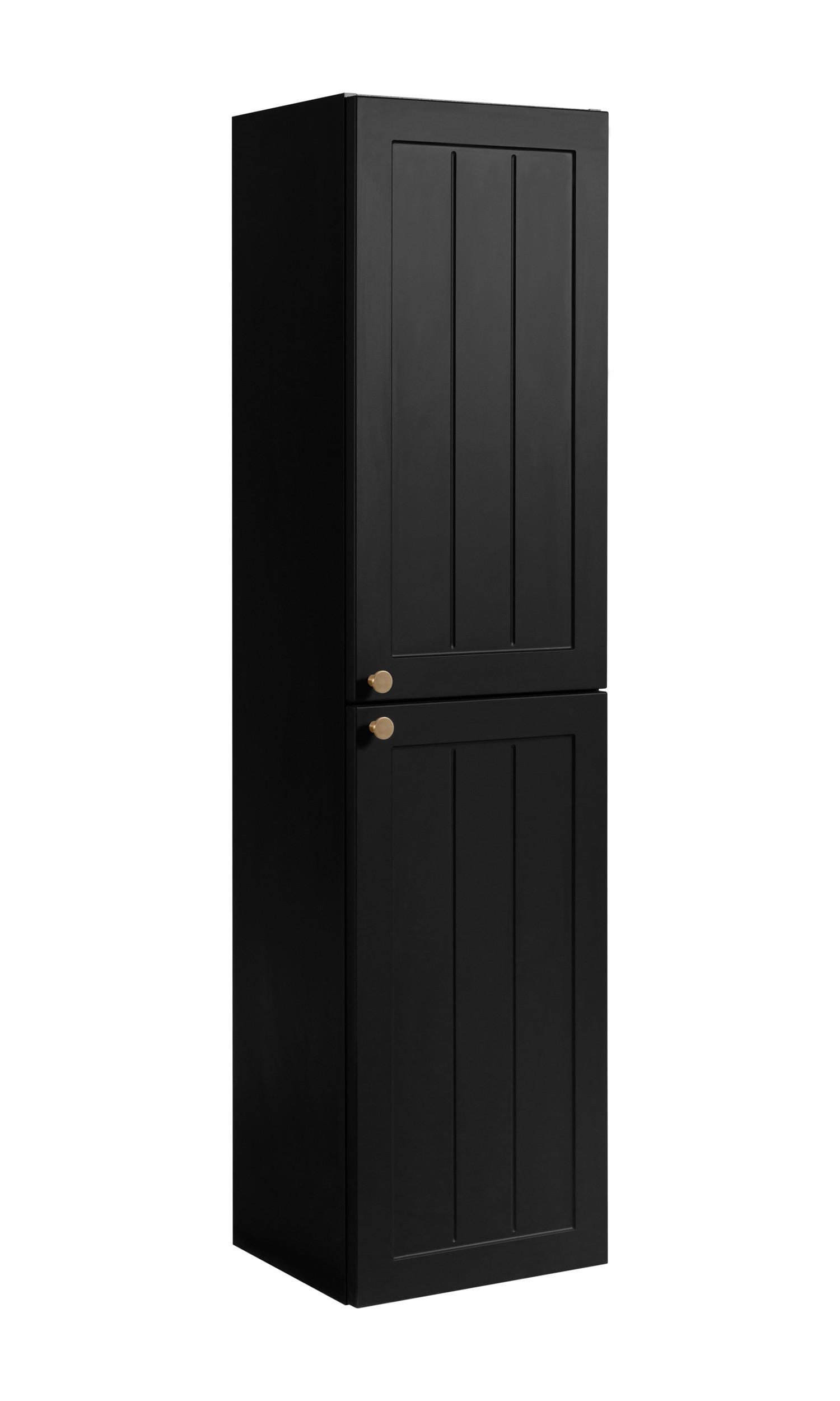 BADEZIMMERSCHRANK, schwarz, 35 x 136 x 27 cm, goldener Griff - Goldfarben/Schwarz, Holzwerkstoff/Metall (35/136/27cm) - 3XE LIVING