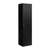 BADEZIMMERSCHRANK, schwarz, 35 x 136 x 27 cm, goldener Griff - Goldfarben/Schwarz, Holzwerkstoff/Metall (35/136/27cm) - 3XE LIVING