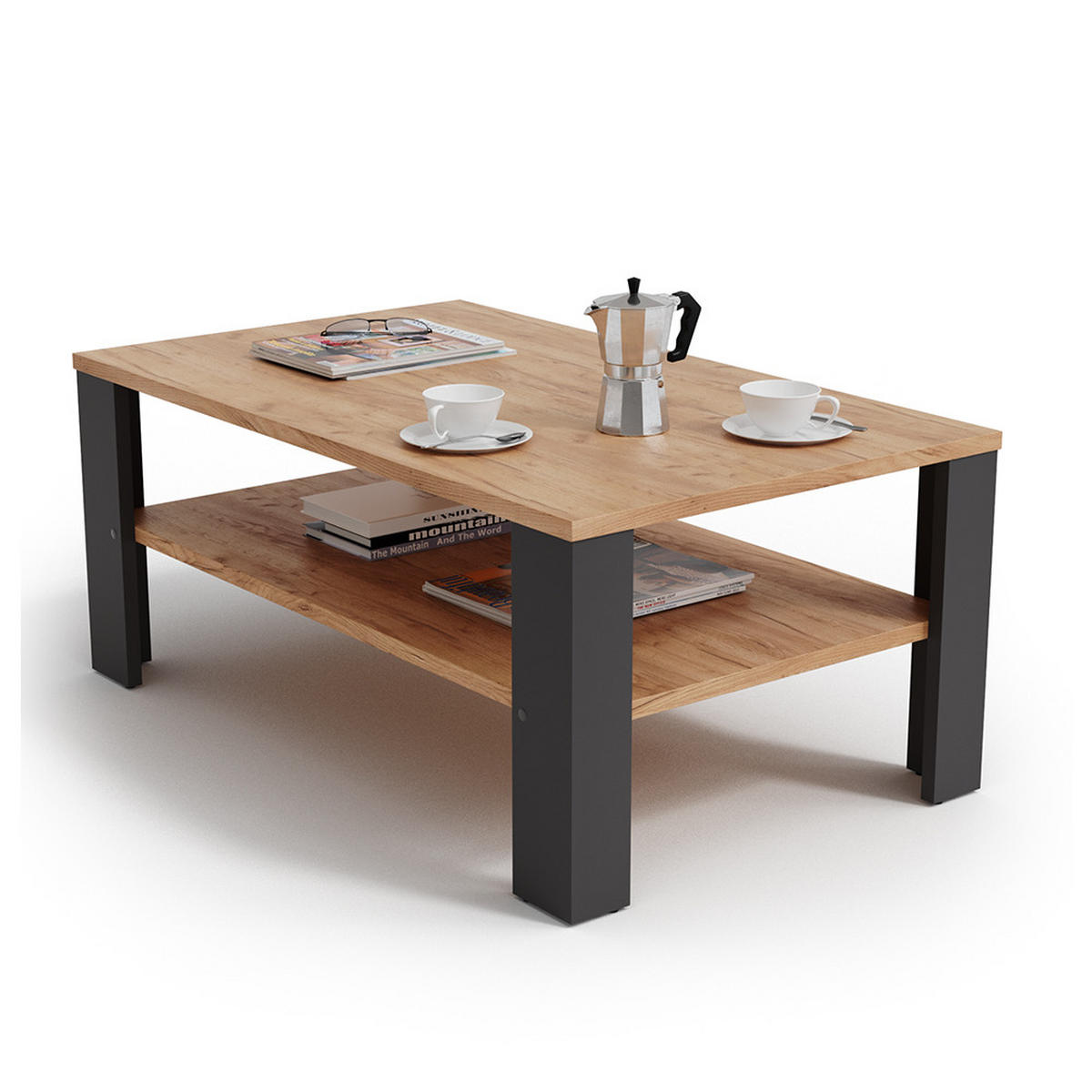 COUCHTISCH Anthrazit 100 x 60 cm - Anthrazit, Holzwerkstoff (60/100/42cm) - Vicco