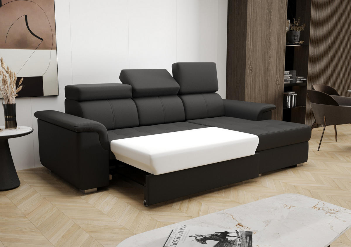 ECKSOFA KONGO RBN06, Eckcouch in L-Form mit Schlaffunktion, Farbe: Rosa, Velourstoff, Ottomane Rechts - Rosa, Textil (247/165cm) - O-Sofa