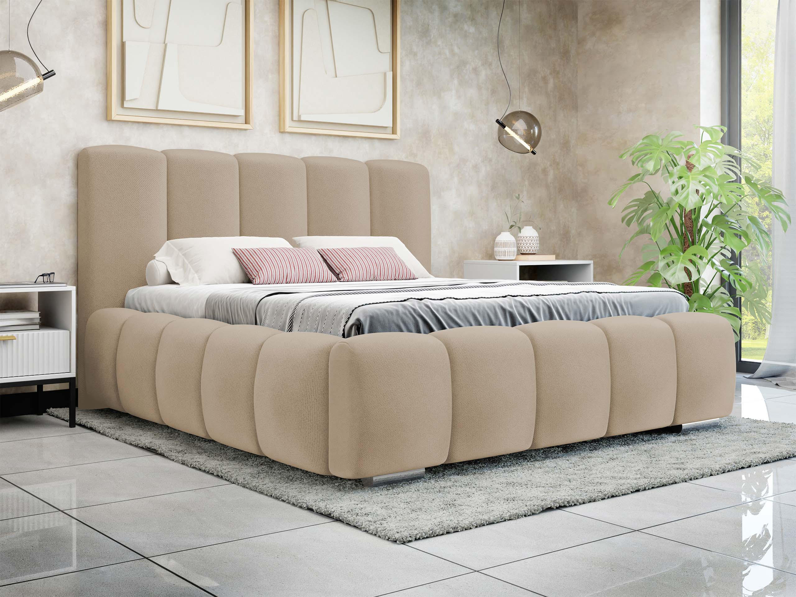 POLSTERBETT Wizko - Chromfarben/Beige, Holz/Holzwerkstoff (140/200cm) - MIRJAN24
