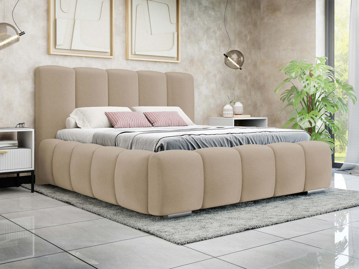 POLSTERBETT Wizko - Chromfarben/Beige, Holz/Holzwerkstoff (160/200cm) - MIRJAN24