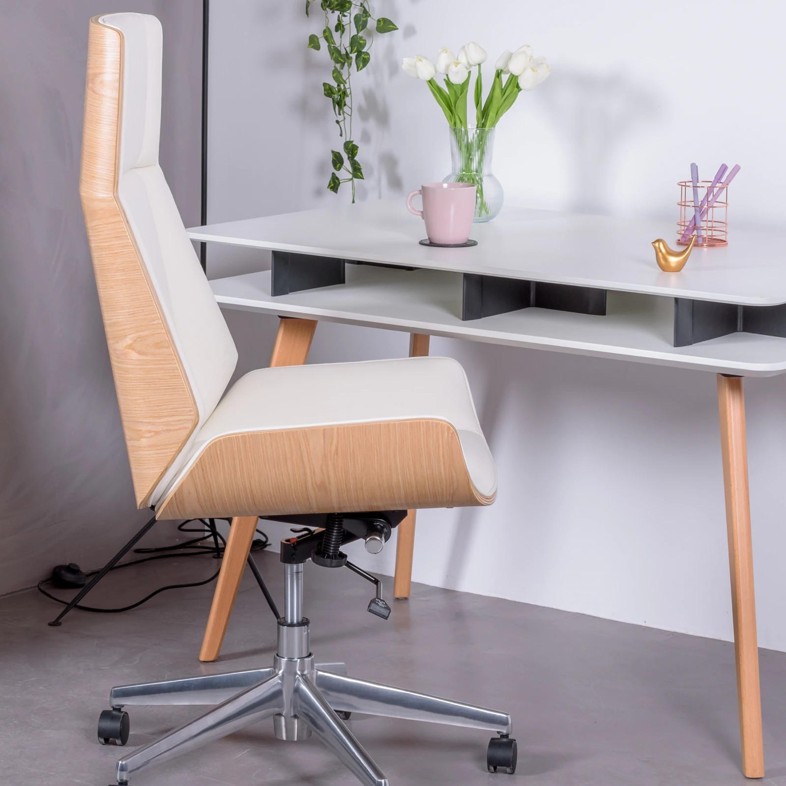 BÜROSTUHL Holz Weiß - Weiß, Holz (70/110/65cm) - Nest Dream