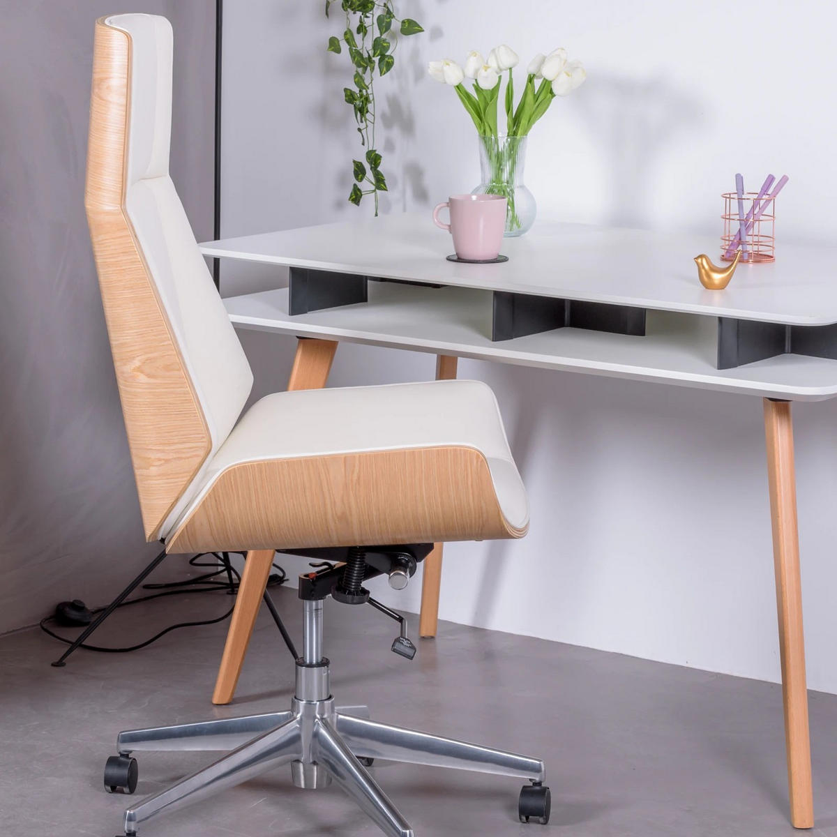 BÜROSTUHL Holz Weiß - Weiß, Holz (70/110/65cm) - Nest Dream