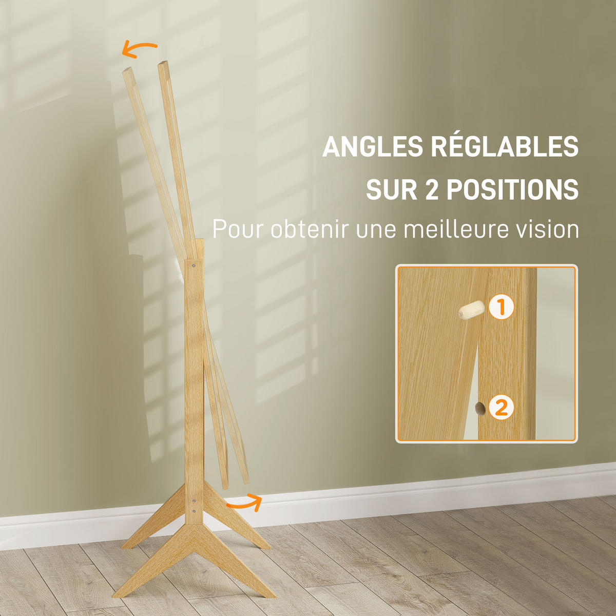 STANDSPIEGEL DE-17940 verstellbarer Neigungswinkel Eiche - Eichefarben, Holzwerkstoff (47/148/46cm) - ComfortXL