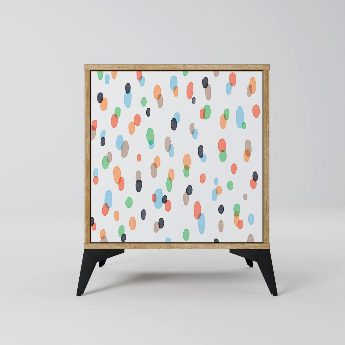 SIDEBOARD ENERGETIC SPOTS, Eichefarben, 57,5x42x75,5 cm, Goldfarbene Metallfüße - Eichefarben/Goldfarben, Holzwerkstoff/Metall (57.5/75.5/42cm) - SpaceRebels