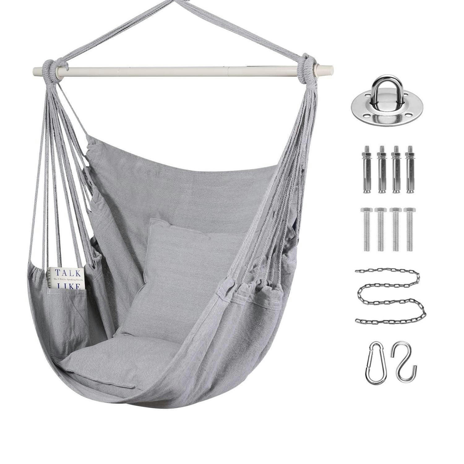 HÄNGESESSEL Grau mit 2 Sitzkissen - Grau, Textil (100/1.5/150cm)