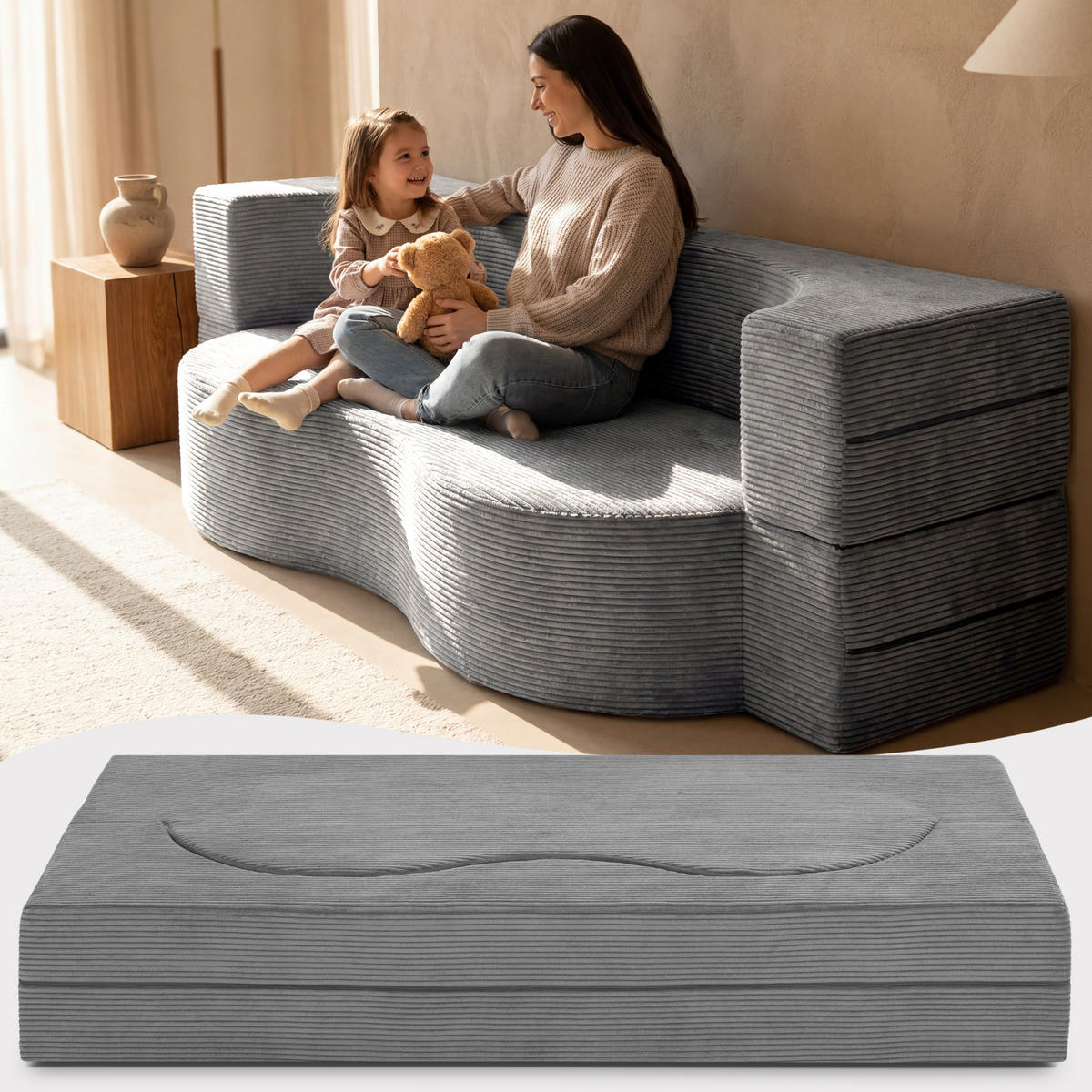 GÄSTESOFA Leova 200x90x30cm Hellgrau - Hellgrau, Textil (90/30/200cm) - Beautissu 
