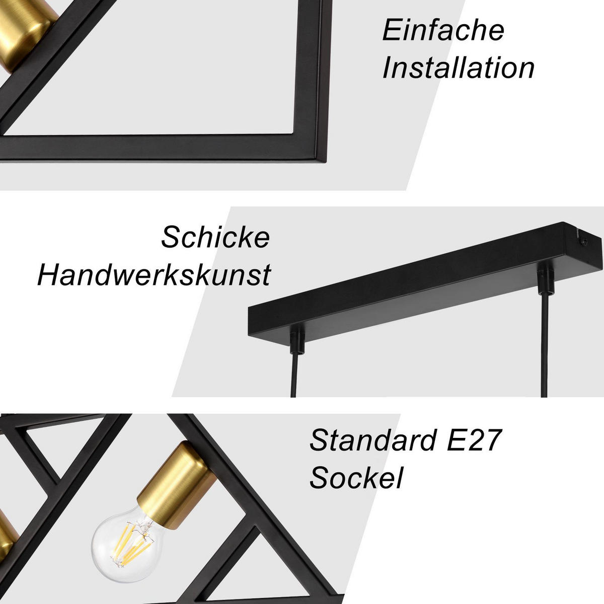 HÄNGELEUCHTE Hoffnung 100/5/200 cm - Schwarz, Metall (100/5/200cm) - Nettlife