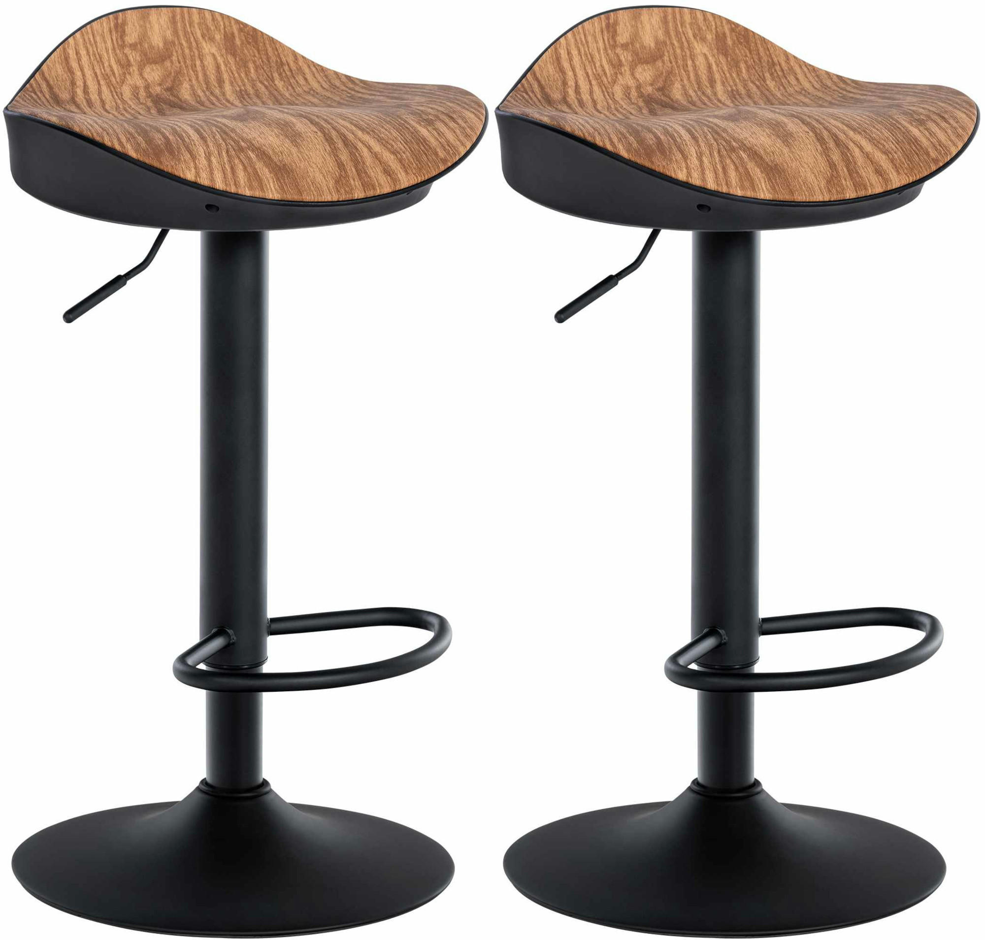 BARHOCKER 2er Set Lederlook natura - Eukalyptusholzfarben/Schwarz, Textil/Metall (39/66/40cm) - CLP