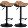 BARHOCKER 2er Set Lederlook natura - Eukalyptusholzfarben/Schwarz, Textil/Metall (39/66/40cm) - CLP