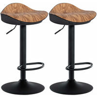 BARHOCKER 2er Set Lederlook natura - Eukalyptusholzfarben/Schwarz, Textil/Metall (39/66/40cm) - CLP
