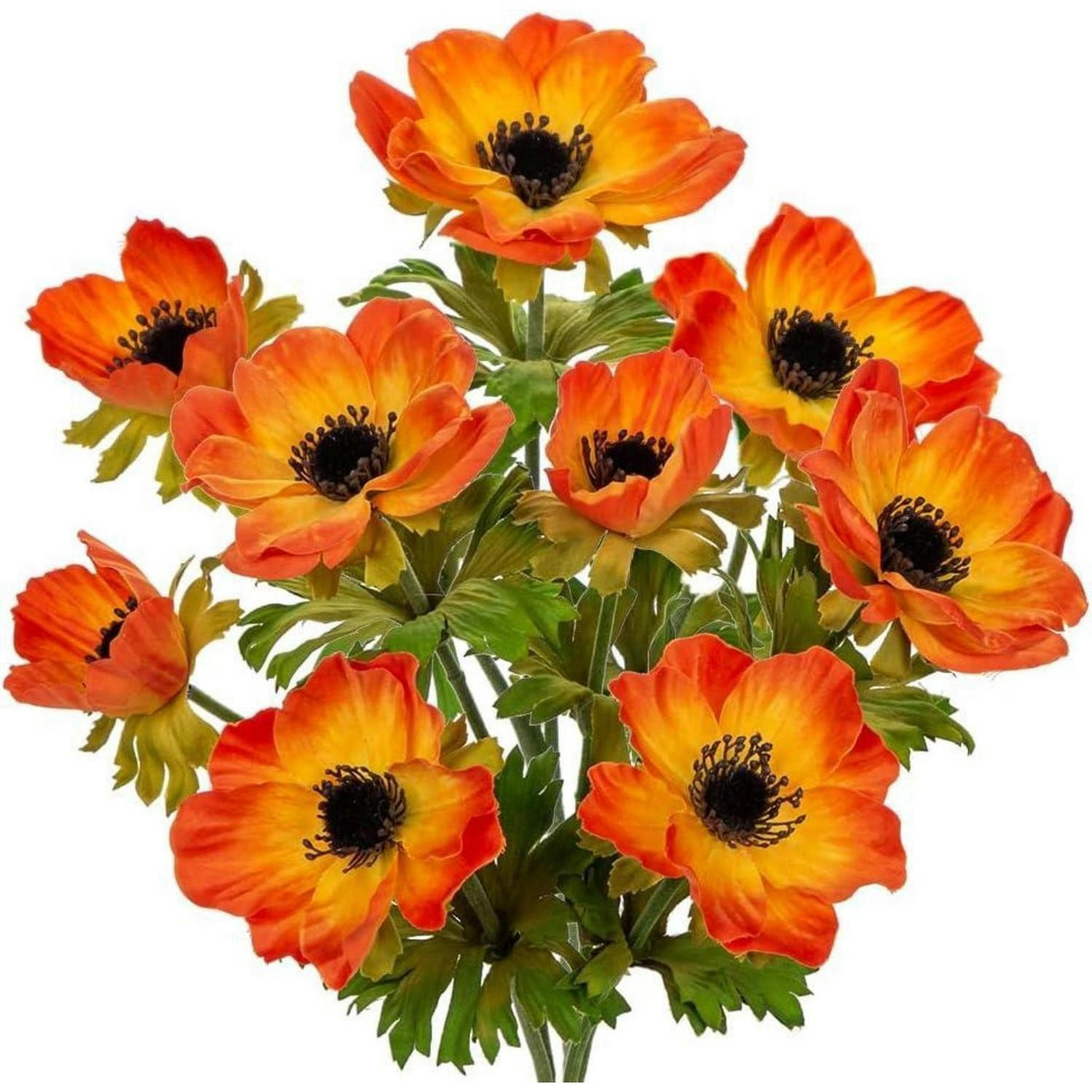KUNSTBLUMEN 3er Set Anemonen Orange 55 cm - Orange, Kunststoff (55cm)