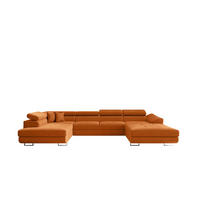 ECKSOFA Falio II U-förmiges Mit Schlaffunktion Und Verstellbaren Kopfstützen Orange Links - Orange, Holz/Textil (202/345cm) - Kaiser Möbel