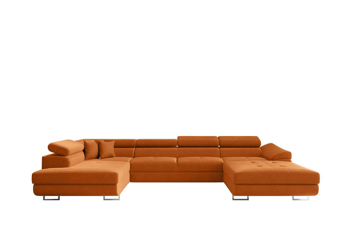 ECKSOFA Falio II U-förmiges Mit Schlaffunktion Und Verstellbaren Kopfstützen Orange Links - Orange, Holz/Textil (202/345cm) - Kaiser Möbel