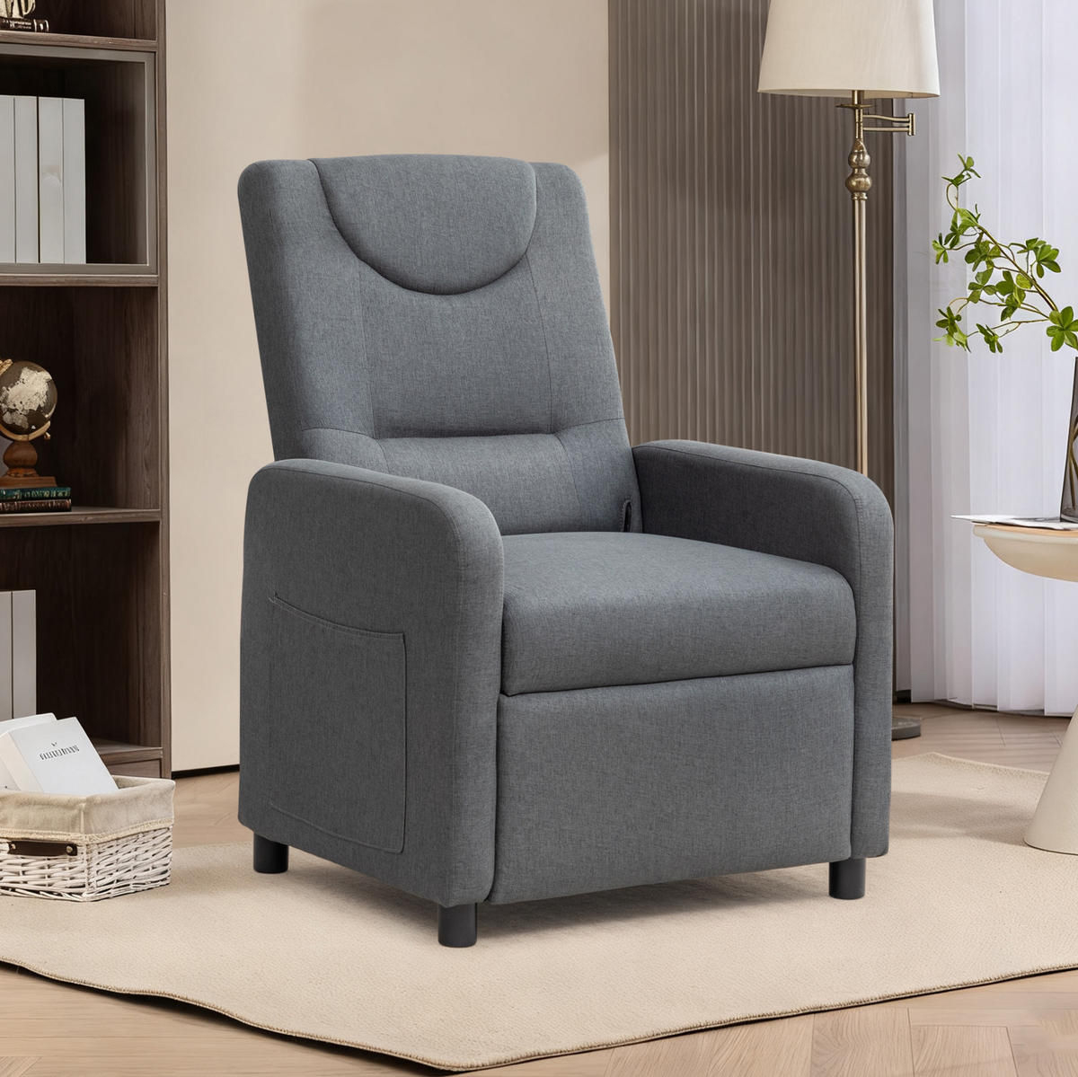 RELAXSESSEL Leinen mit verstellbarer Rückenlehne, Fußstütze 76,5/67,5/95,5 cm Dunkelgrau - Grau, Kunststoff (67.5/95.5/76.5cm) - Redom