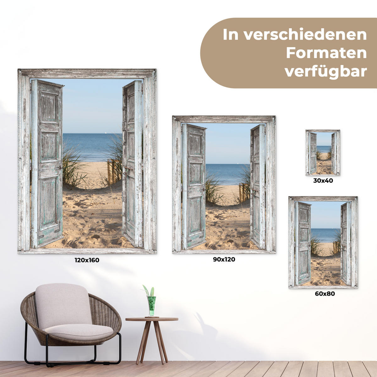 ZAHRADNÍ PLAKÁT Duny - Pláž - Výhledy - Léto 120x160 cm - světle šedá, plast (120/160/0.2cm) - OnlyWow