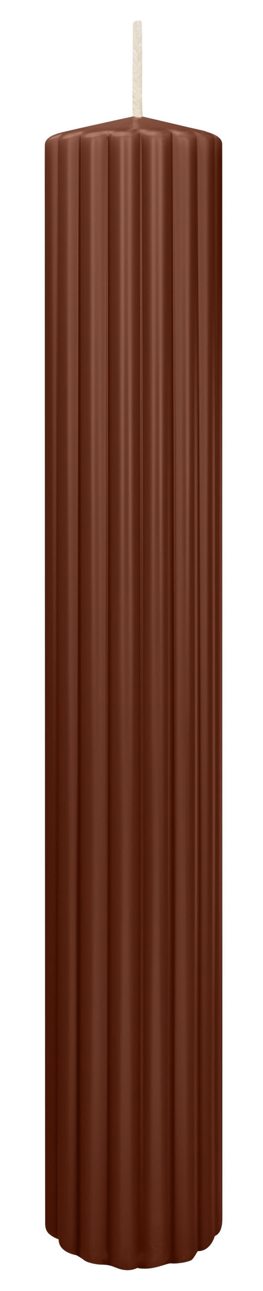 RILLEN KERZEN Kastanie 300 x Ø 45 mm, 4 Stück - Braun, Paraffin (8/15/15cm) - Wiedemann Kerzen