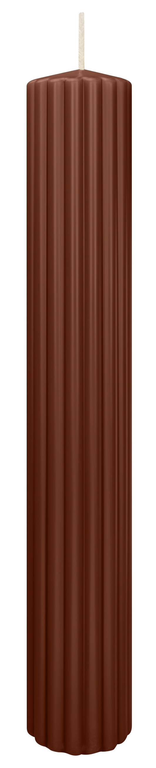 RILLEN KERZEN Kastanie 300 x Ø 45 mm, 4 Stück - Braun, Paraffin (8/15/15cm) - Wiedemann Kerzen