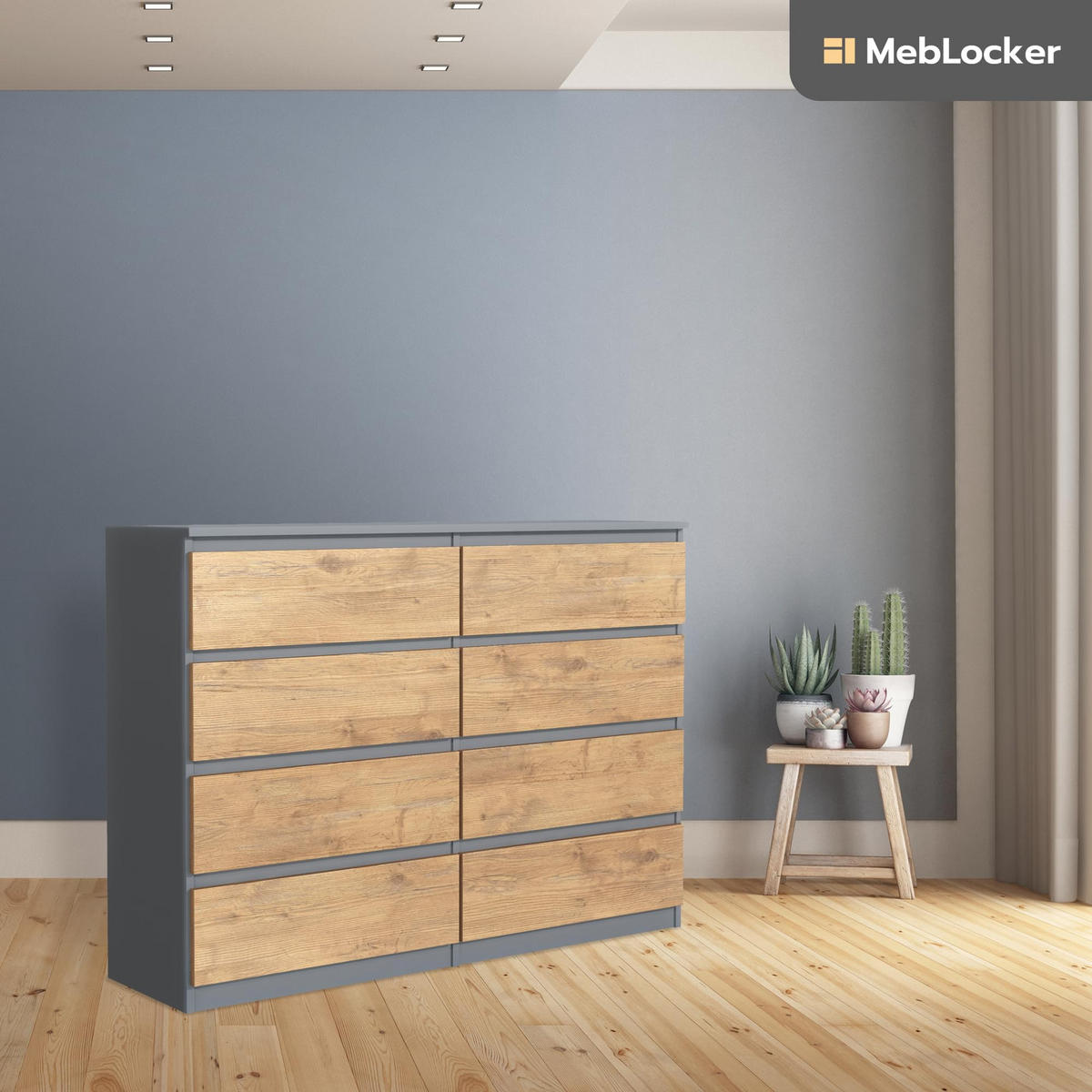 KOMMODE mit Schubladen Anthrazit Sonoma 120x101,5x39 cm - Anthrazit/Eiche Artisan, Holzwerkstoff (120/101/39cm) - MebLocker