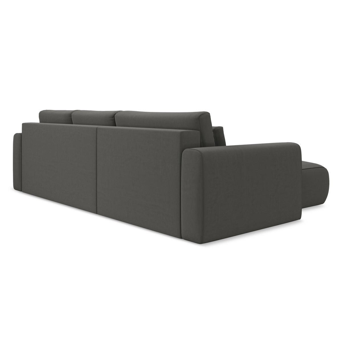 ECKSOFA mit Schlaffunktion Samt Stoff Grau - Dunkelgrau/Schwarz, Kunststoff/Textil (149/278cm) - LaMiaSofa