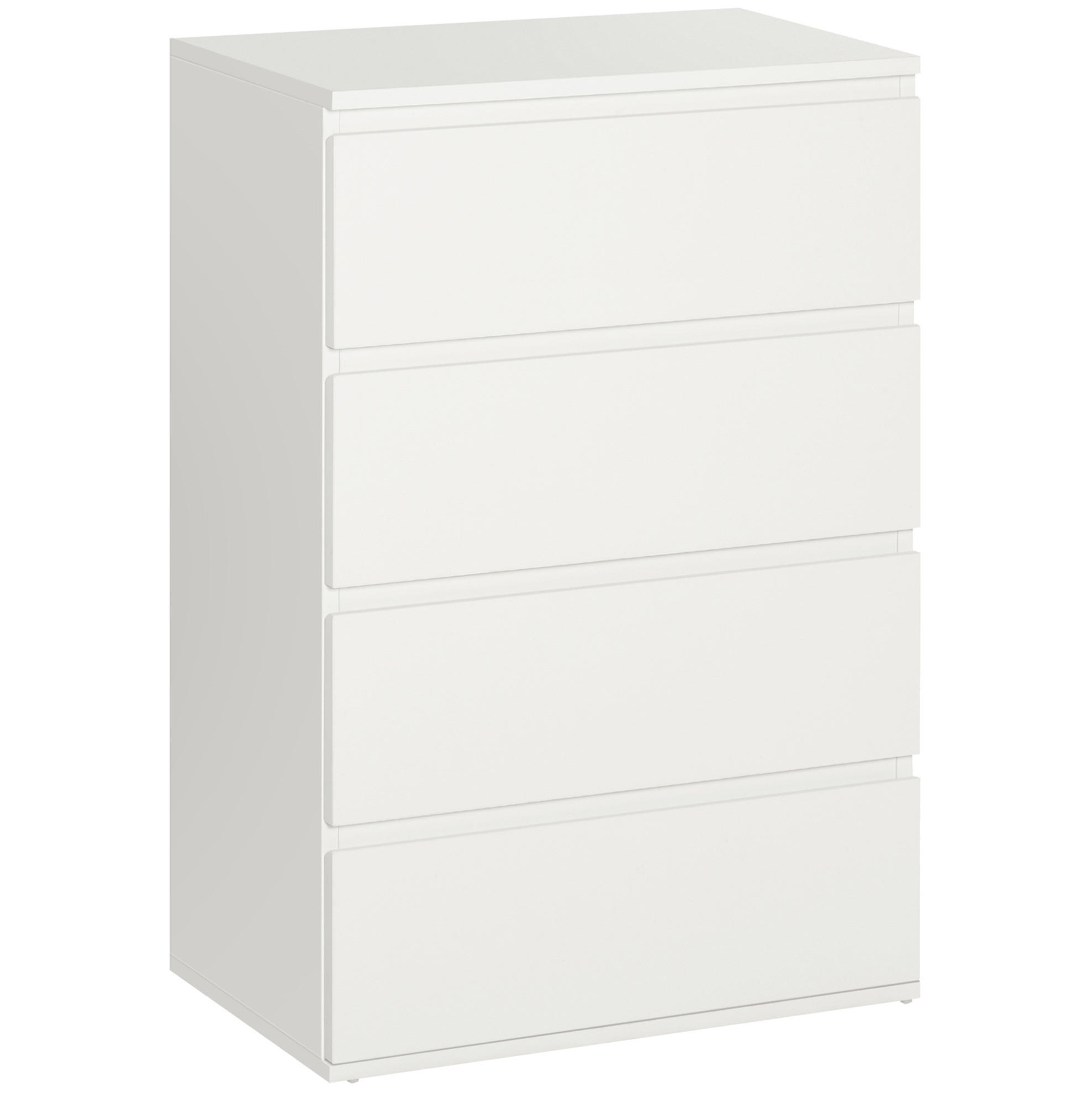KOMMODE 55/33/80 cm mit 4 Schubladen, gedämpften Metallschienen und Kippsicherung, Weiß - Weiß, Holzwerkstoff (55/80/33cm) - Redom