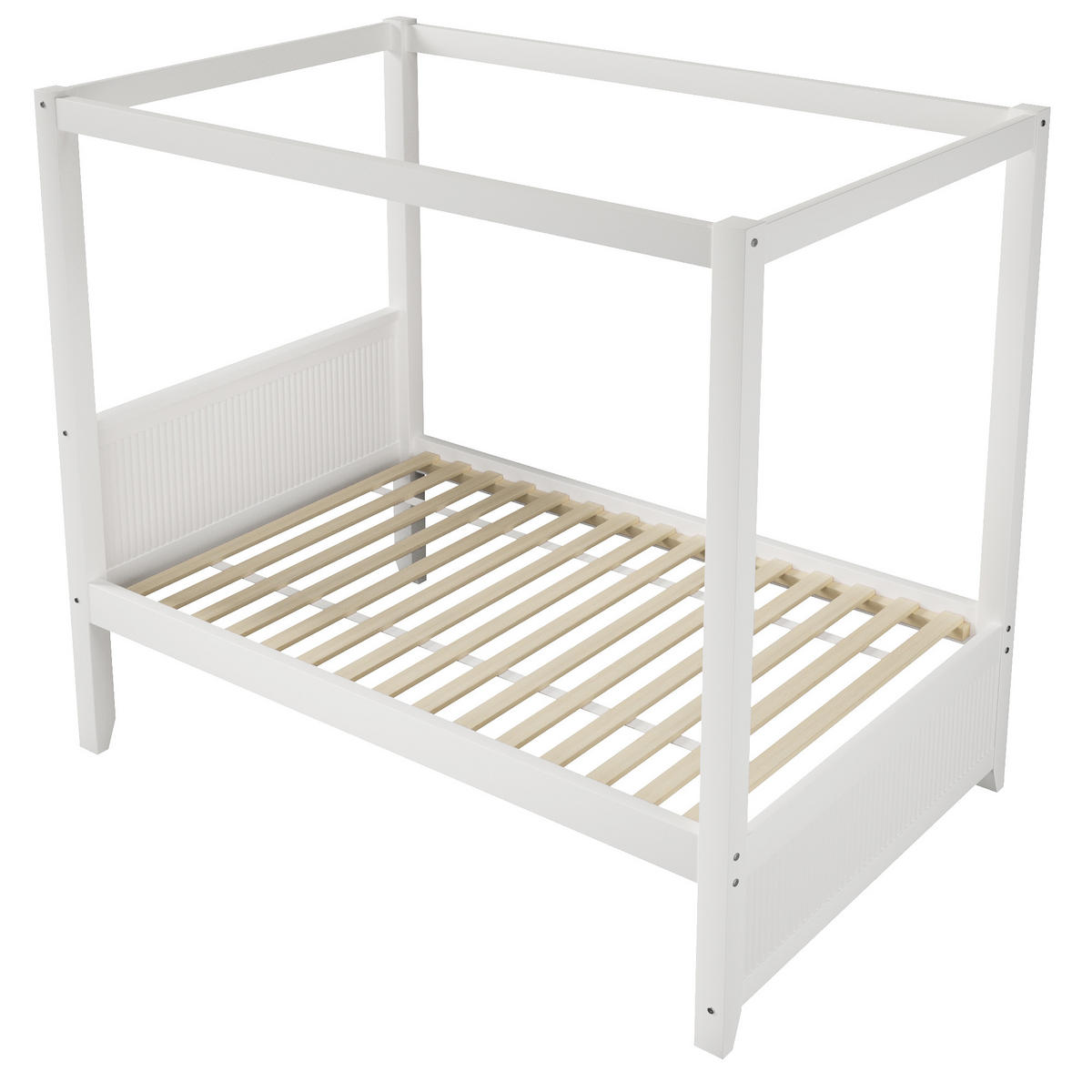 HIMMELBETT 90x200 cm mit dekorativem Dachrahmen, Weiß - Weiß, Holz (90/200cm) - KOMHTOM
