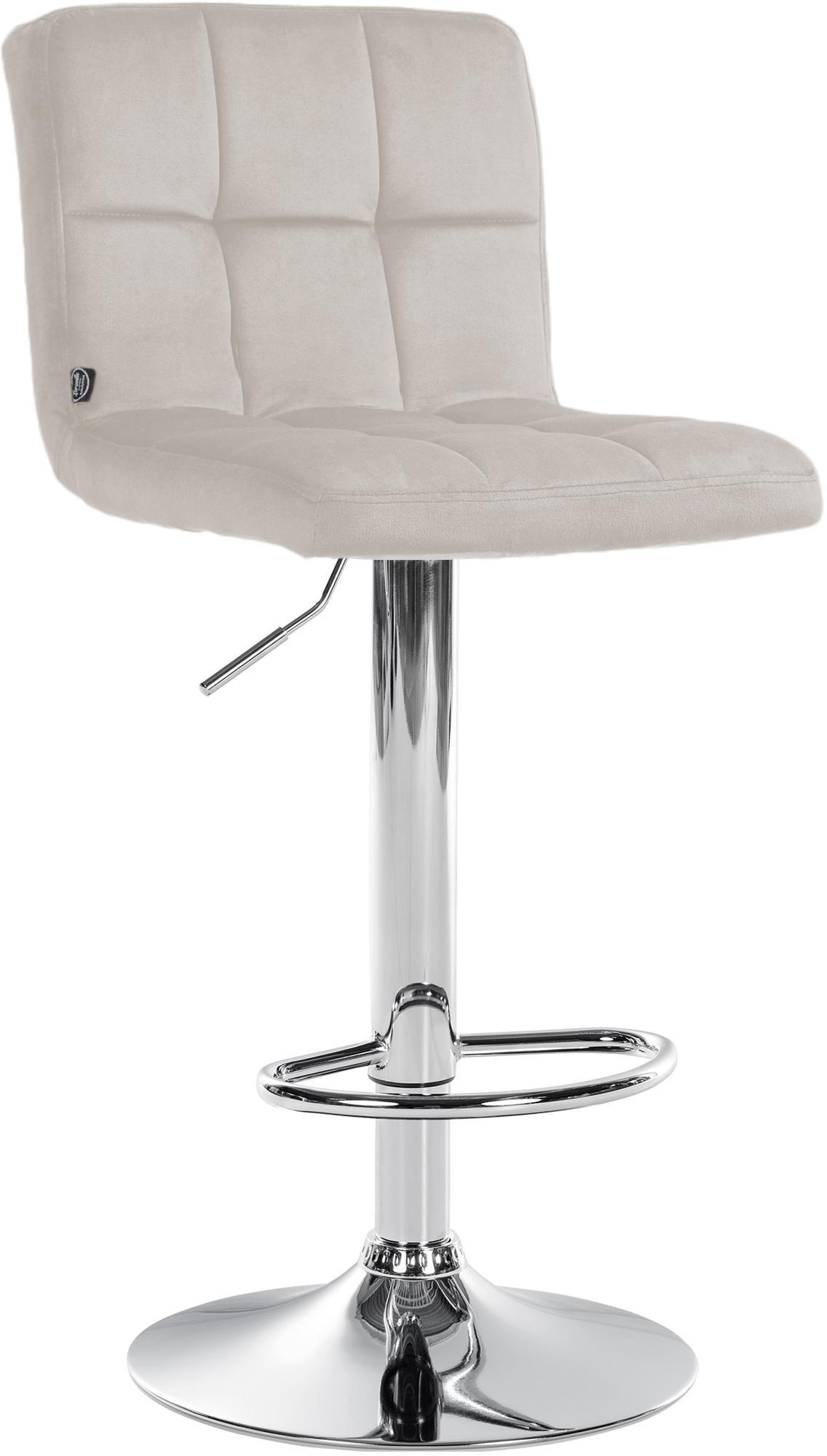 BARHOCKER Samt creme - Chromfarben/Creme, Textil/Metall (46/94/47cm) - CLP