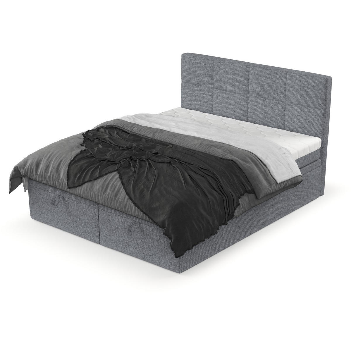 BOXBETT Tessa 180/200 cm Grau im Neve Stoff - Schwarz/Grau, Holz/Holzwerkstoff (180/200cm) - AltaBeds