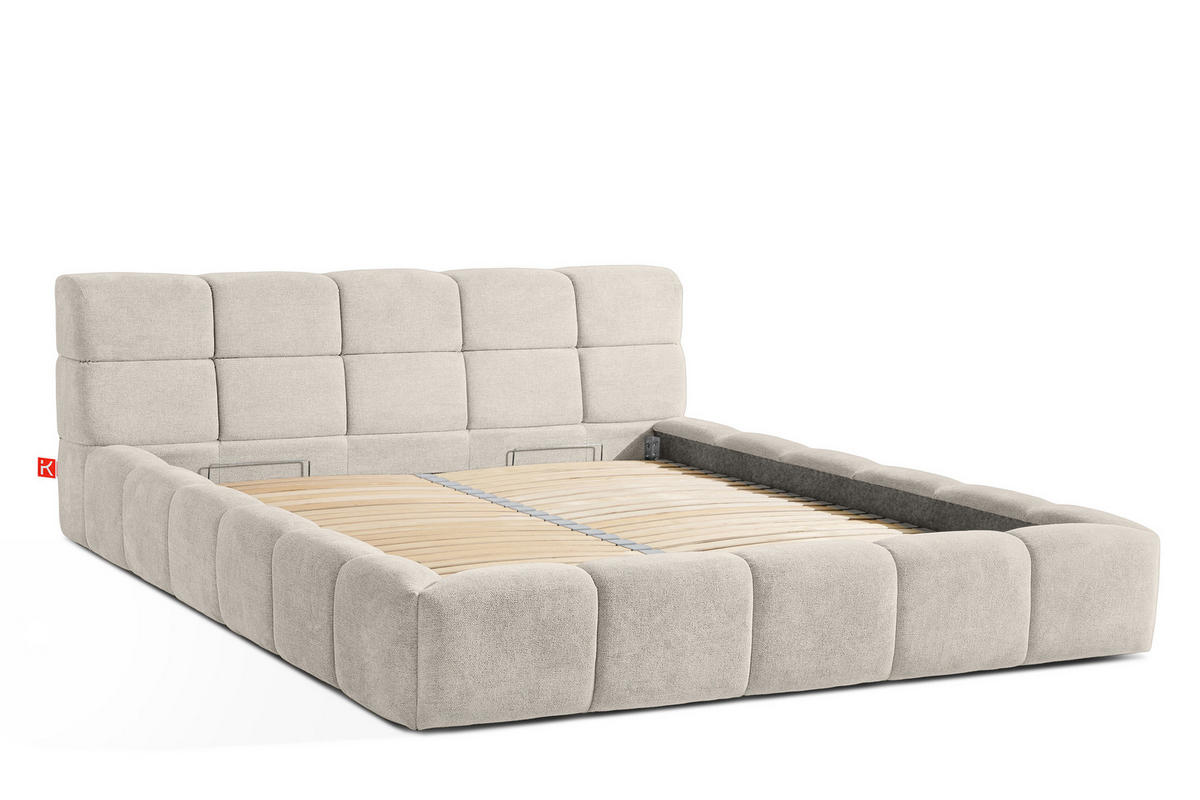POLSTERBETT AERI 140/160/180/200 mit Rahmen und Bettkasten, ecru - Ecru, Holz/Holzwerkstoff (200/200cm) - KONSIMO®