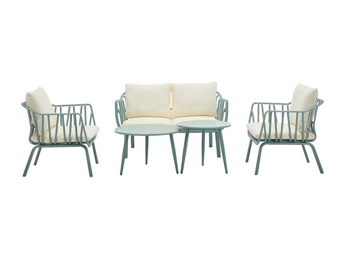 GARTENSITZGRUPPE im Set - 4 -Sitzer - Polypropylen - mandelgrün - LOYNA - Grün, Metall - Vente-Unique