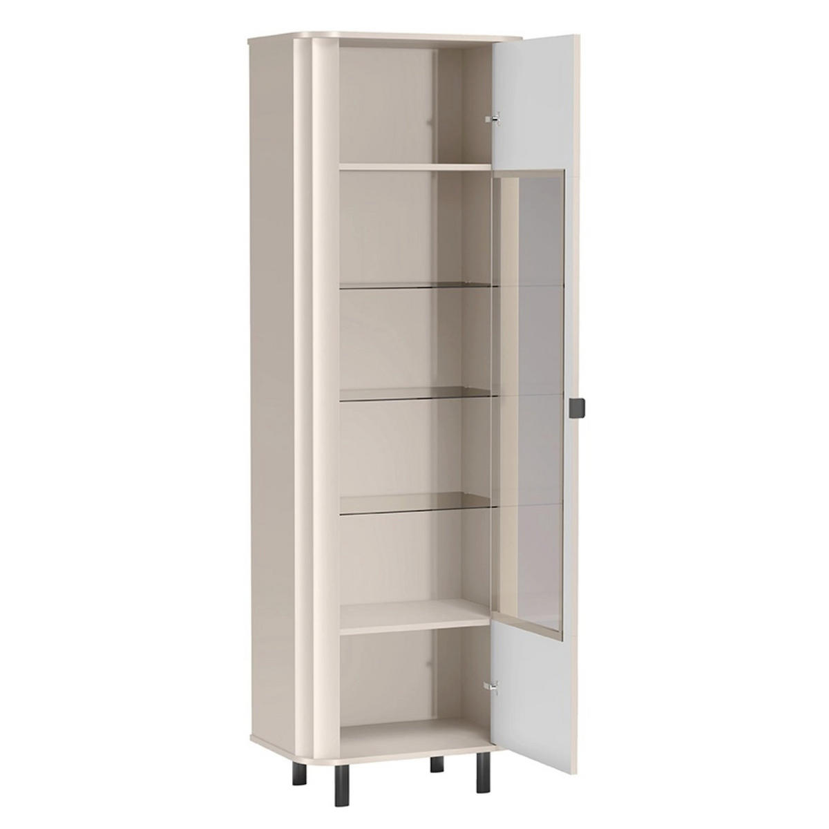 VITRINE Novado Kaschmirgrau 65 cm - Taupe/Schwarz, Holzwerkstoff/Metall (65.3/200/40.5cm) - Selsey