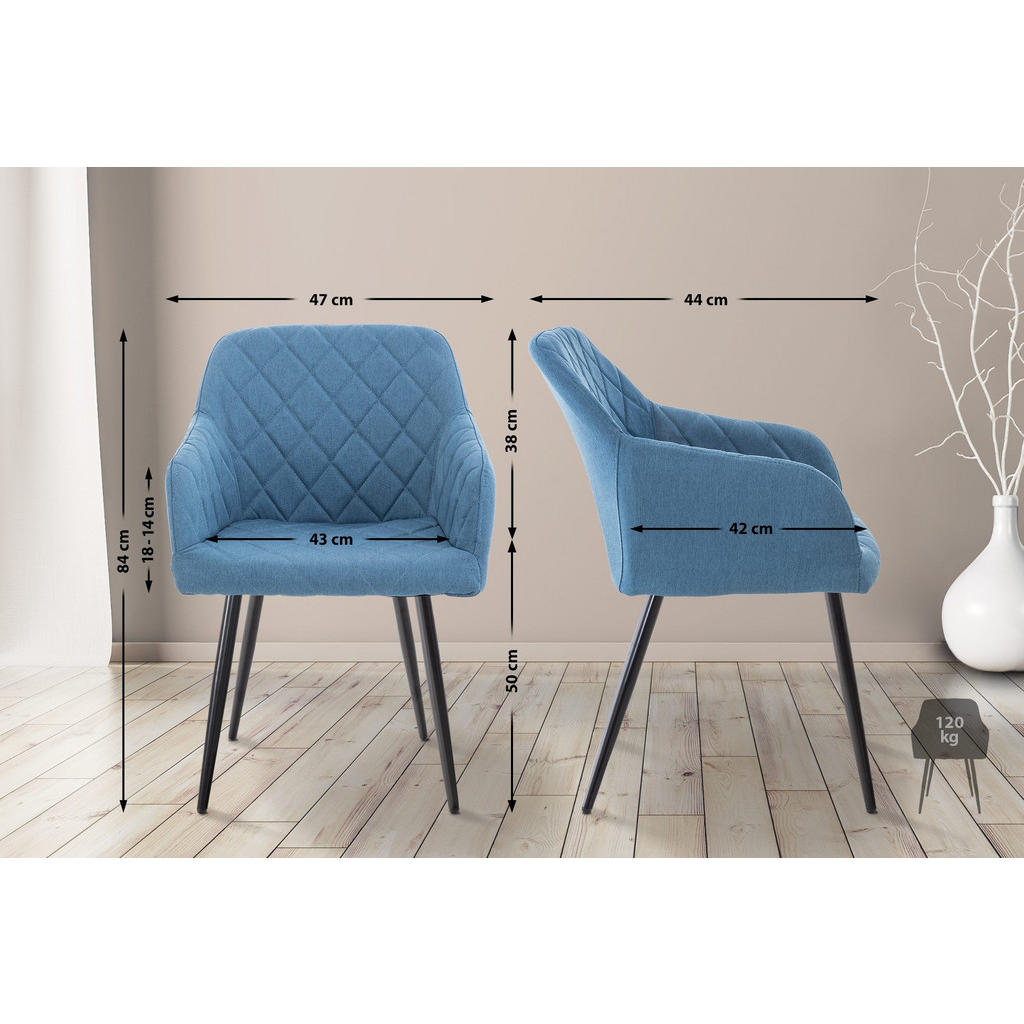 Thumbnail - CLP Armlehnenstuhl, Blau, Textil, 47x84x44 cm, Esszimmer, Stühle, Esszimmerstühle, Armlehnenstühle