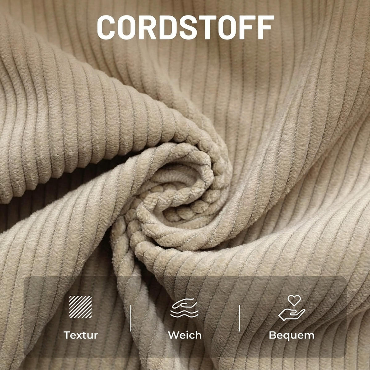 SESSEL mit Hocker Polyester Beige - Beige/Schwarz, Textil/Metall (74/89/82cm) - HOMCOM
