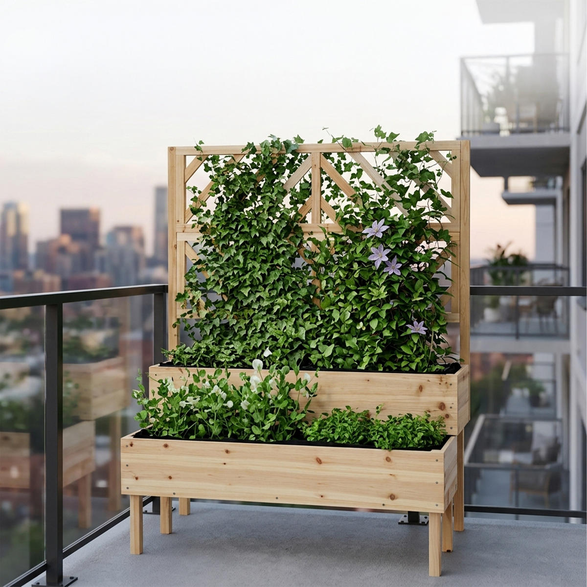 BLUMENKASTEN - Hellbraun, Holz (109/135/62cm) - Relaxdays